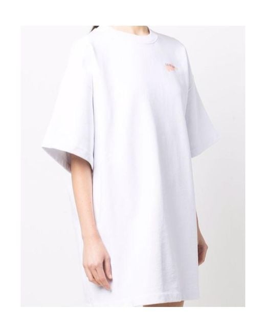 Off-White c/o Virgil Abloh White Painted Arrows Motif Snap-Fastening T-Shirt Dress