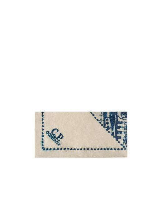 C P Company White Printed Scarf for men