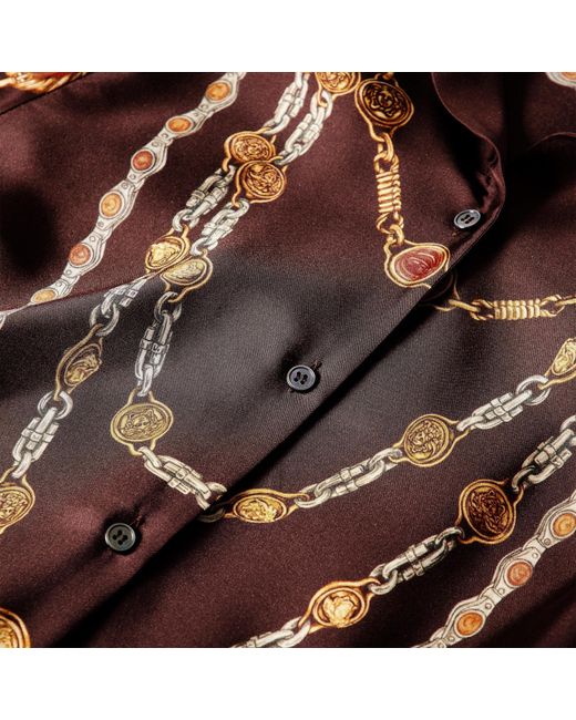 Versace Brown Simple Printed Long-Sleeve Dress