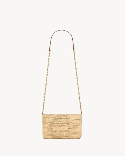 Saint Laurent White Cassandre Chain Pouch