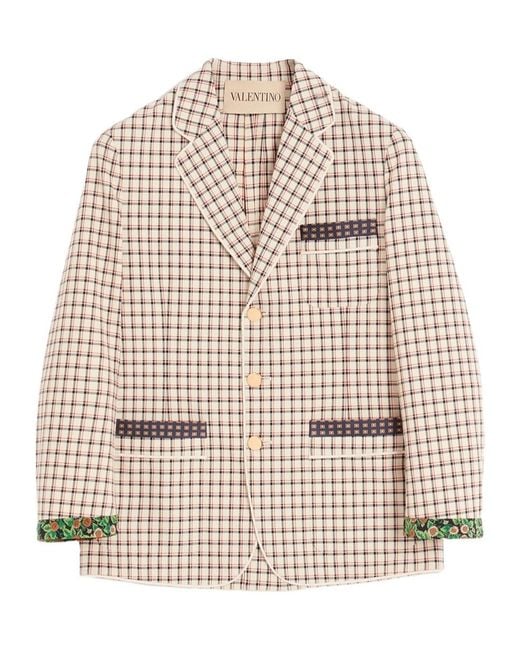 Valentino Natural Checked Single-Breasted Blazer for men