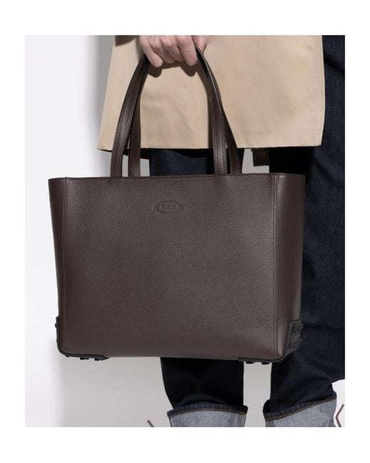 Tod's Brown Logo-Embossed Tote Bag for men