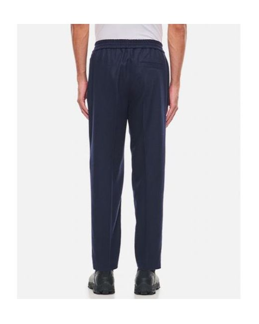 A.P.C. Blue Elastic Waist Tapered Leg Trousers for men
