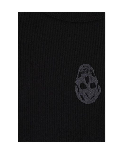 McQueen Black Skull Ribbed Tank Top for men