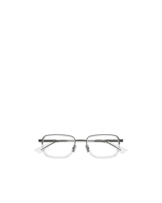 Bottega Veneta White Eyewear Rectangle Frame Glasses for men