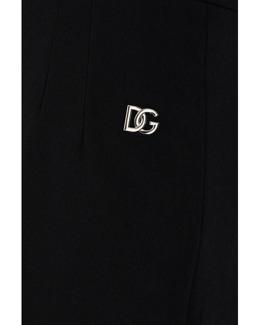 Dolce & Gabbana Black Logo Plaque Midi Skirt