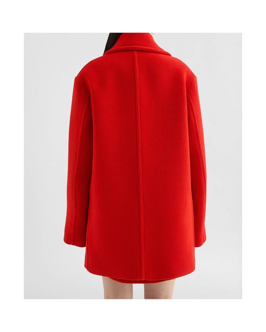 Jil Sander Red Wool Chevron Coat