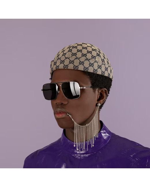 Gucci Metallic Navigator Frame Sunglasses for men