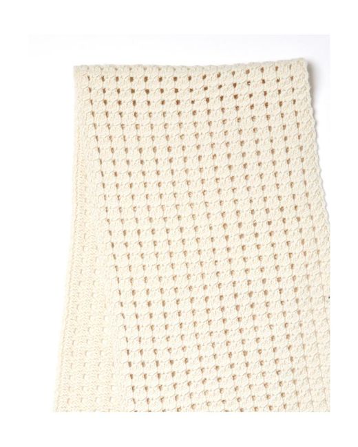 Bottega Veneta White Patch-Detail Pointelle-Knit Scarf