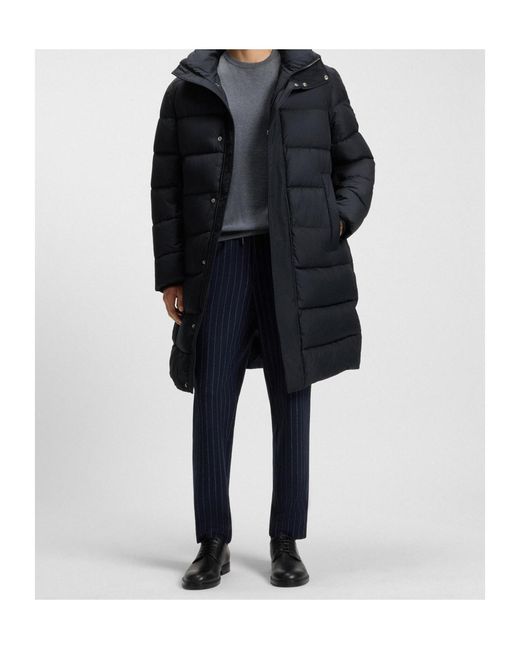 Boss Blue Padded Hooded Coat for men