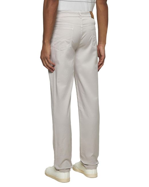 Brunello Cucinelli Gray Logo Patch Straight Leg Trousers for men