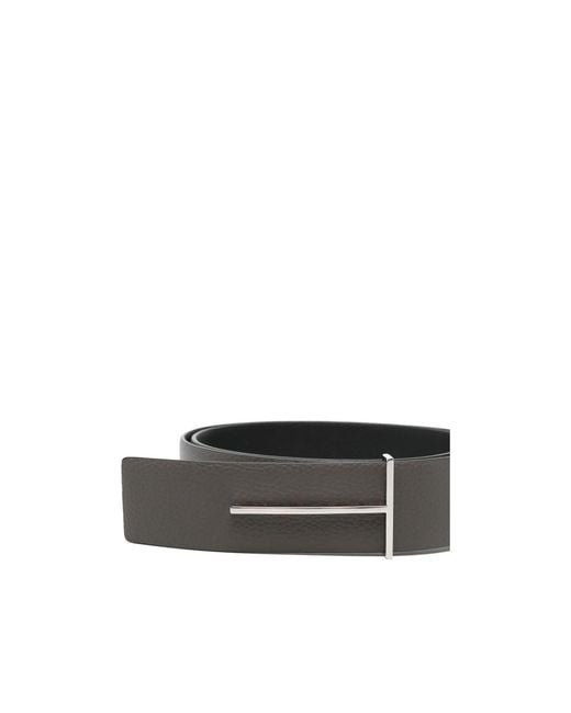 Tom Ford White Slim T Reversible Belt for men