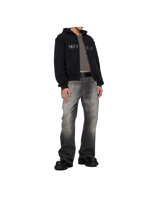 M I S B H V Black Star Teddy Hoodie for men