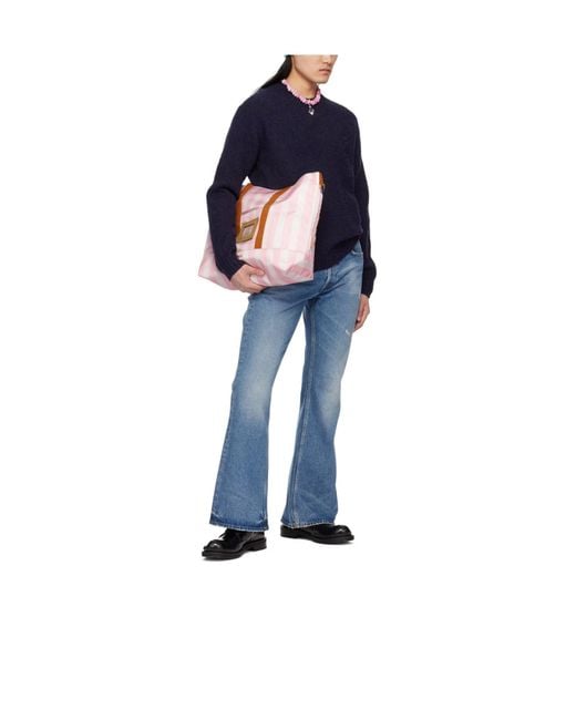 Acne Pink Striped Tote Bag for men