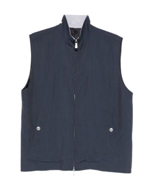 Eleventy Blue Full-Zip Gilet for men