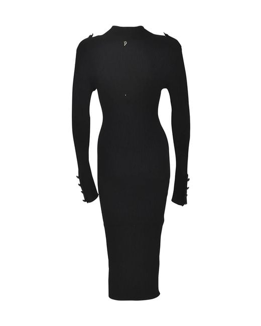 Dondup Blue Ribbed Midi Knitted Dress