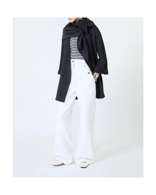 Max Mara White Cotton Wide-Leg Trousers