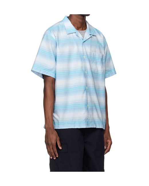 Nanamica Blue Open Collar Pique Short-Sleeve Shirt for men