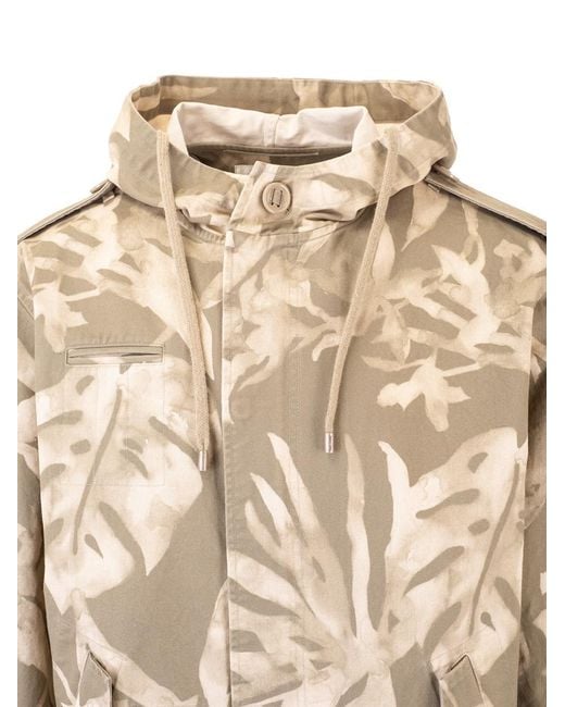 Saint Laurent Natural Graphic Print Parka for men