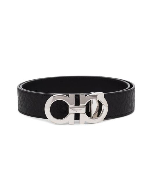 Ferragamo Black Embossed Printed Belt