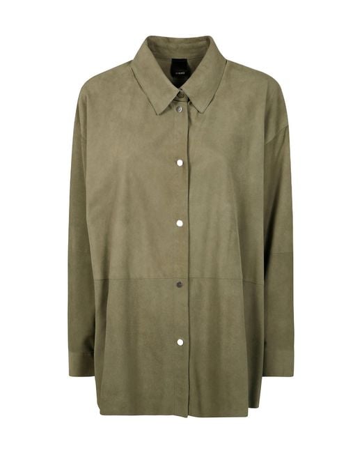 Pinko Green Curved Hem Shirt