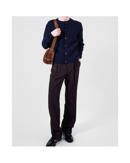 Prada Blue Shetland Crewneck Cardigan for men