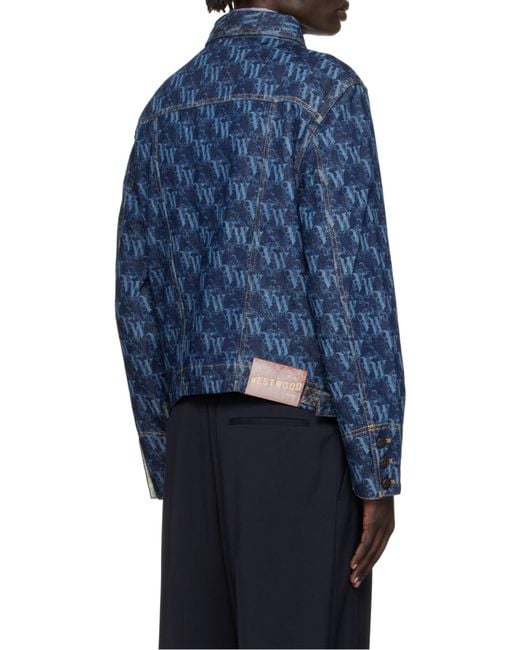 Vivienne Westwood Blue Allover Logo Denim Jacket for men