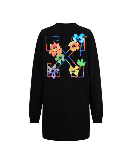 Off-White c/o Virgil Abloh Black Floral Embroidered Arrow Logo Dress