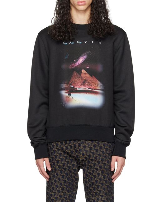 Lanvin Black Logo-Print Detail Sweatshirt for men