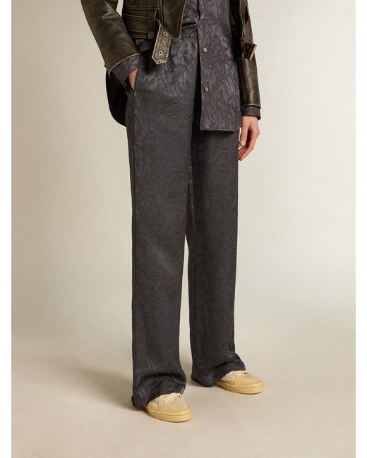 Golden Goose Deluxe Brand Gray Jacquard Pants With All-Over Toile De Jouy Pattern