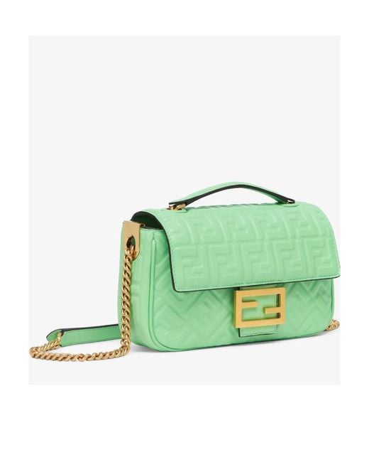 Fendi Green Ff Motif Chained Shoulder Bag