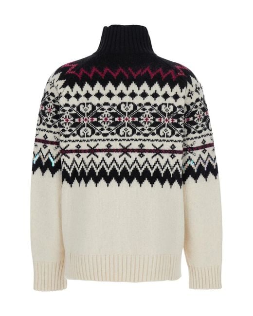 Semicouture Multicolor Fair Isle Intarsia-Knit Turtleneck Jumper