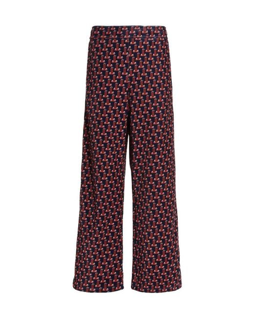 Lanvin Red Logo Pattern Straight Casual Pants