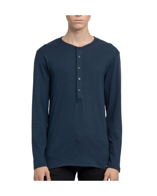 Tom Ford Blue Crewneck Henley Pajama T-Shirt for men