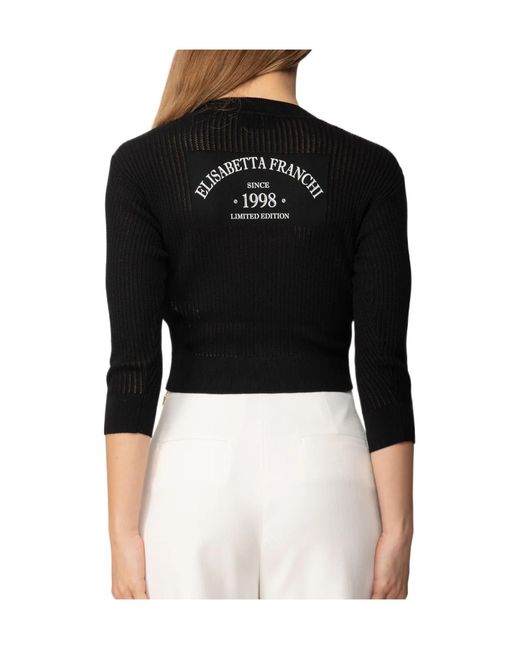Elisabetta Franchi Black V-Neck Knit Top