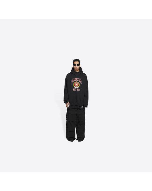 Balenciaga Black Logo-Print Hoodie for men