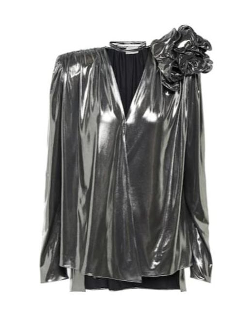 Magda Butrym Black Appliqué Metallic Blouse