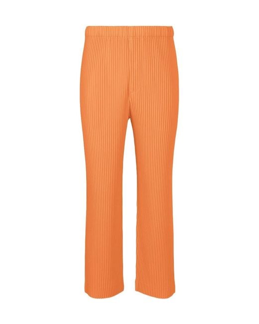 Homme Plissé Issey Miyake Orange March Pleated Trousers for men