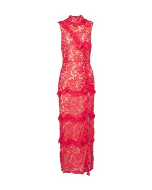 Alessandra Rich Bow-Detail Tiered Lace Cocktail Dress