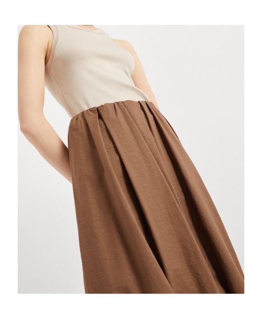 Brunello Cucinelli Brown Puffball Midi Skirt