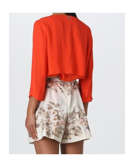 Twinset Red Short-Sleeved Casual Jacket