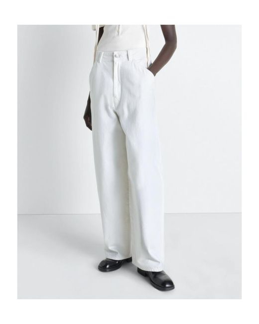 Lemaire White High-Waisted Wide-Leg Jeans