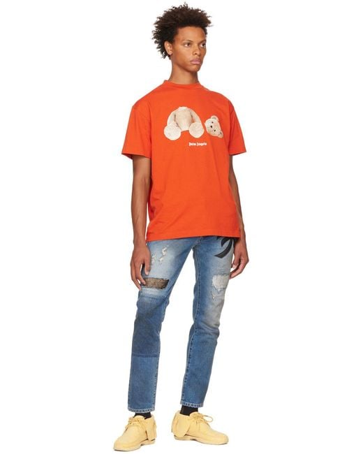 Palm Angels Orange Bear Short-Sleeve T-Shirt for men
