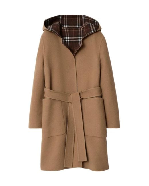 Burberry Brown Hampshire Reversible Hooded Wrap Coat