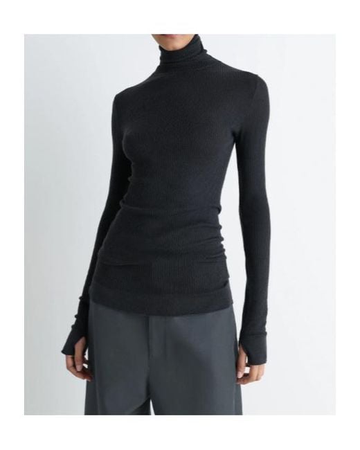 Lemaire Black Seamles Sleeves High Nk Top