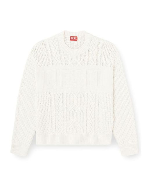 DIESEL White K-Aubin Cable-Knitted Jumper for men