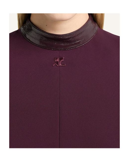 Courreges Purple Heritage Vinyl-Collar Logo-Patch Blouse
