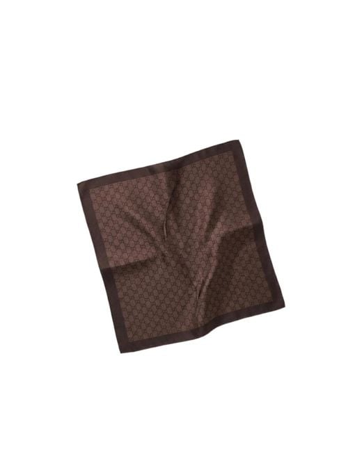 Gucci Brown Gg Silk Twill Jacquard Carré