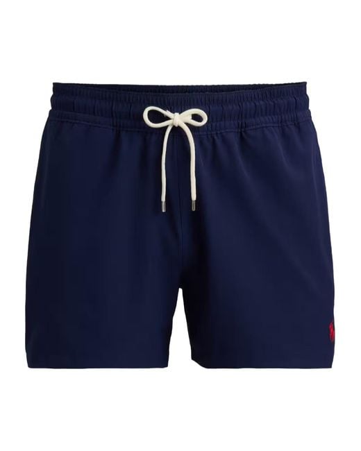 Polo Ralph Lauren Blue Logo Embroidered Drawstring Swim Bottoms for men