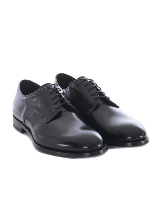 Doucal's Black Almond Toe Derby Shoes for men
